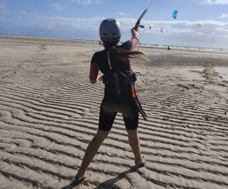 One student doing beginner kitesurf lessons in Costa Calma